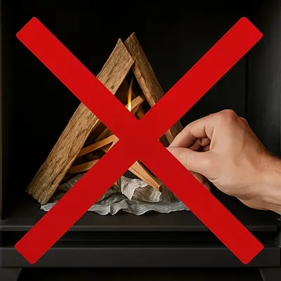 Traditionele stookmethode met een negatief advies om toe te passen