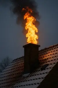 schoorsteenbrand door het niet tijdig reinigen van de schoorsteen of door het niet juist stoken van de haard