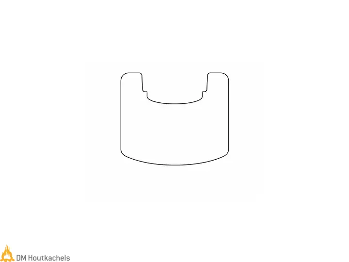 Een technische lijntekening van een wegneembare Contura vloerplaat voor de C 900 Style-serie, uitgevoerd in 6 mm dik glas en met afgeronde voorkant.