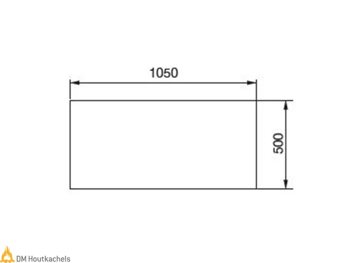 Contura vloerplaat voor de C300/Ci 8-serie van transparant glas, met afmetingen van 1050 bij 500 millimeter.