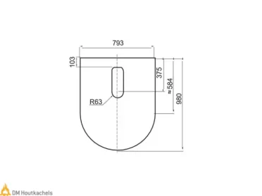 Technische Contura vloerplaat voor serie C 500/600/800 Style met uitsparing voor een 360° draaiplateau en maatvoering 793 bij 980 millimeter.