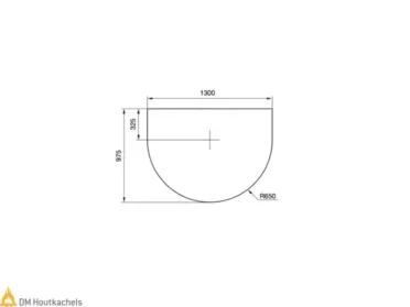 Technische tekening van een Contura vloerplaat voor serie C 500/600/800 Style, met draaiplateau 360°, in zwart staal en maatvoering R650.