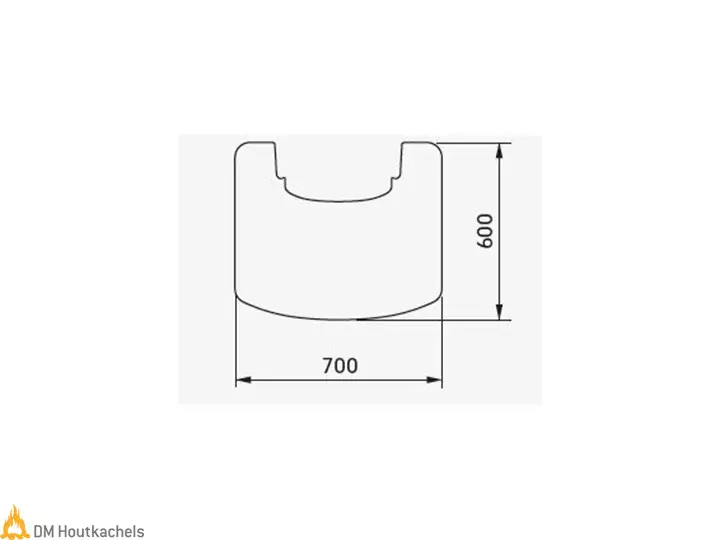 Schematische Contura vloerplaat voor C 810/820T/856/856T/890/890T/896 style, met afmetingen 700 bij 600 en een wegneembaar stalen ontwerp.