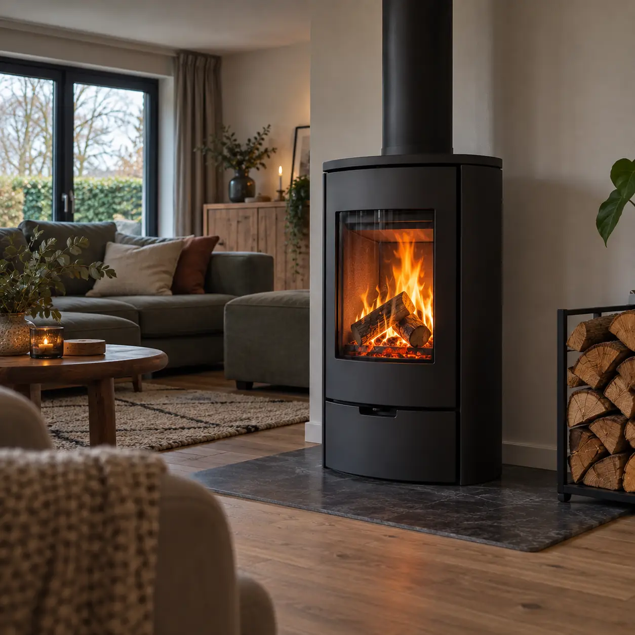 Gas besparen met een houtkachel door de woonkamer lokaal te verwarmen