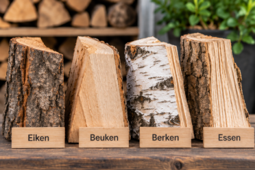 Verschillende soorten haardhout voor de houtkachel: eiken, beuken, berken en essen